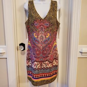 bebe Multicolor Paisley Mini Dress Sz Large